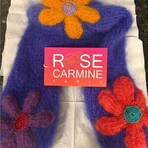 Rose Carmine Purple Hat with Colorful Flowers